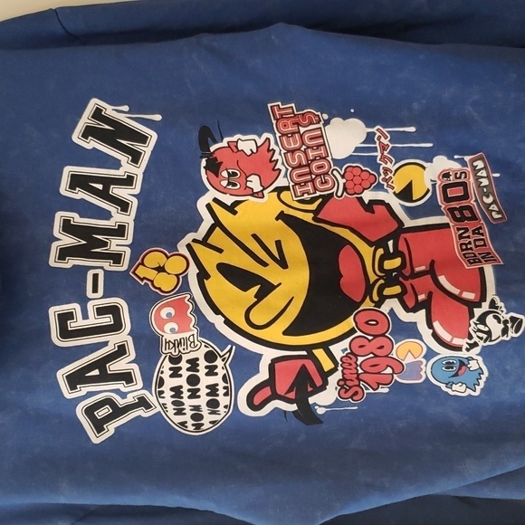Pac-man Hoodie Blue pac-man 1980 Washout Blue Men's Large - Picture 10 of 14